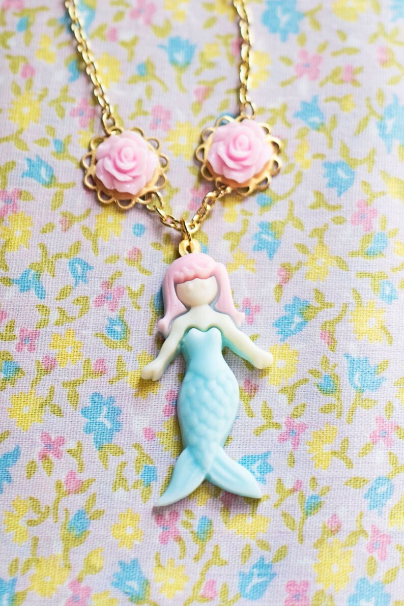 Girls Mermaid Necklace Resin Mermaid Necklace Mermaid Jewelry Kid's