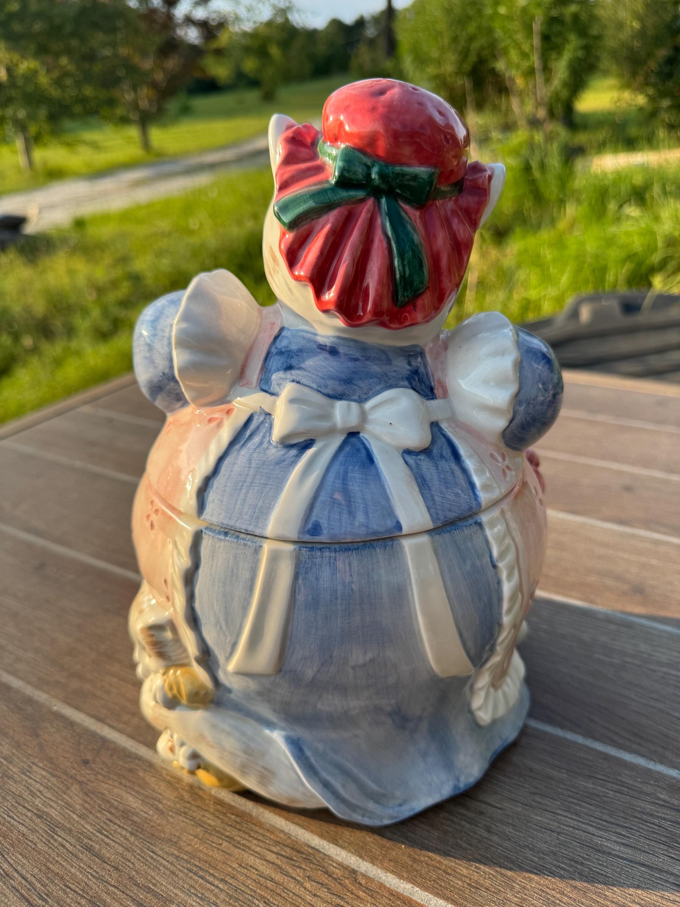 Fitz and Floyd Vintage Cat Cookie Jar Cottage Core - Etsy