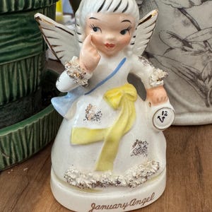 Napco Vintage February Angel ceramic figurine collector made in Kapan