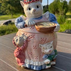 Vintage Cat Cookie Jar - Etsy
