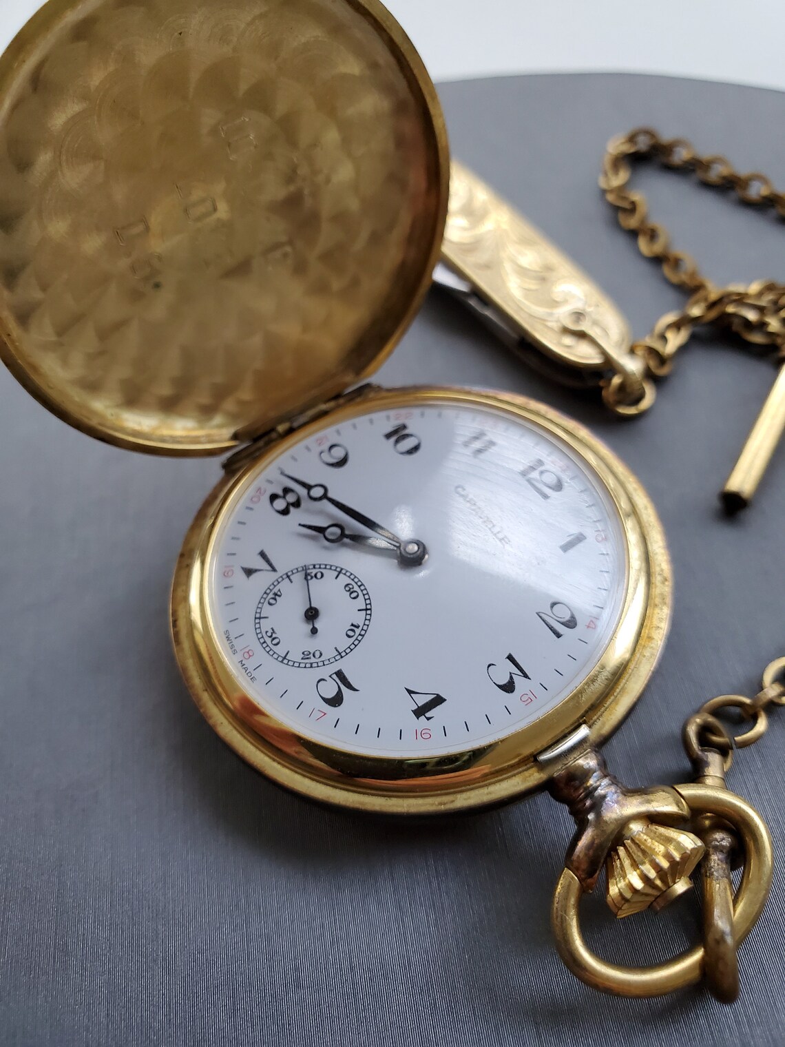 Pocket Watch with Gold Knife Fob Etsy