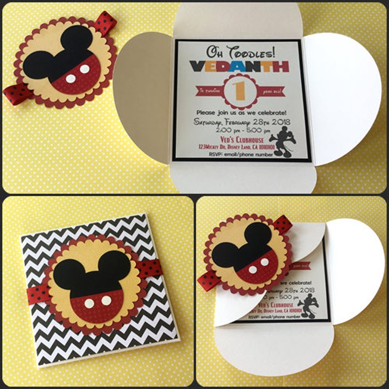 Mickey Mouse Birthday Invitation Mickey Mouse Invitations Etsy