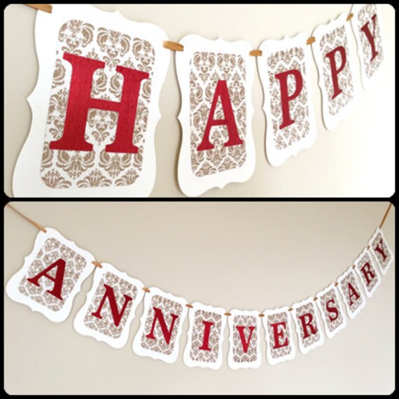 Anniversary Banner Handmade Anniversary Banner Elegant Etsy