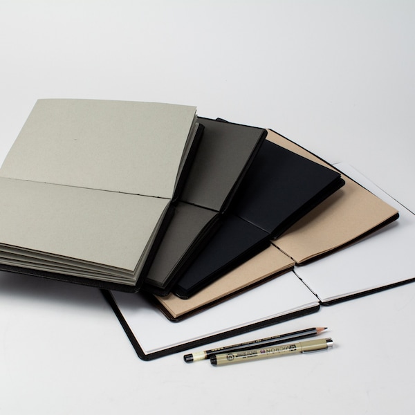 Lay Flat Sketchbook in Leather