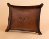Leather Tray with Western Style Spurred Initials