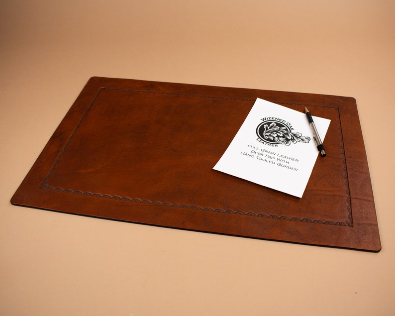 Desk Pad With Tooled Border in Full Grain Leather Etsy
