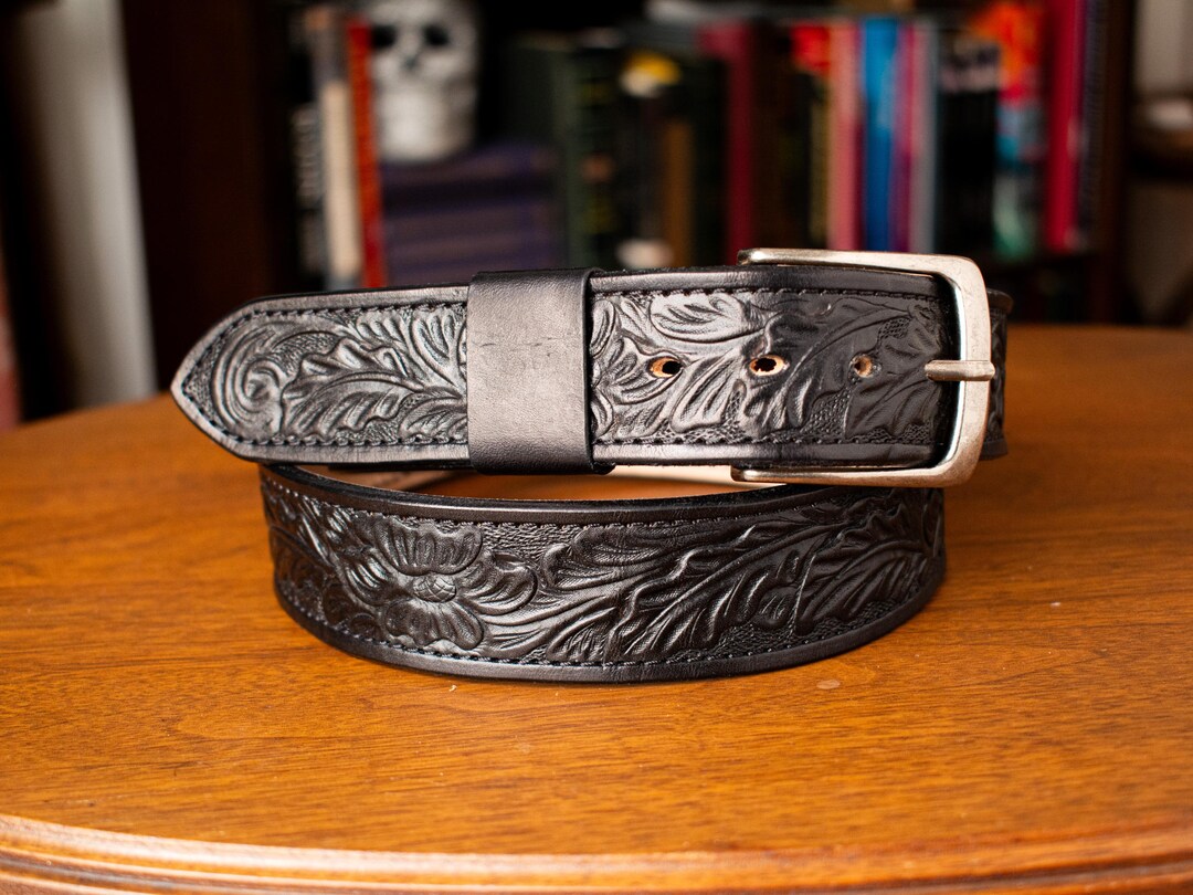 Small Western Belt 18mm Black Patent Embossed Calfskin Ghw