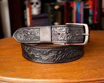 Hand punziert Schwarzer Western Gürtel - Made to Order