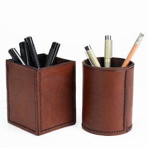 Leather Desk Cup - Hand Stitched