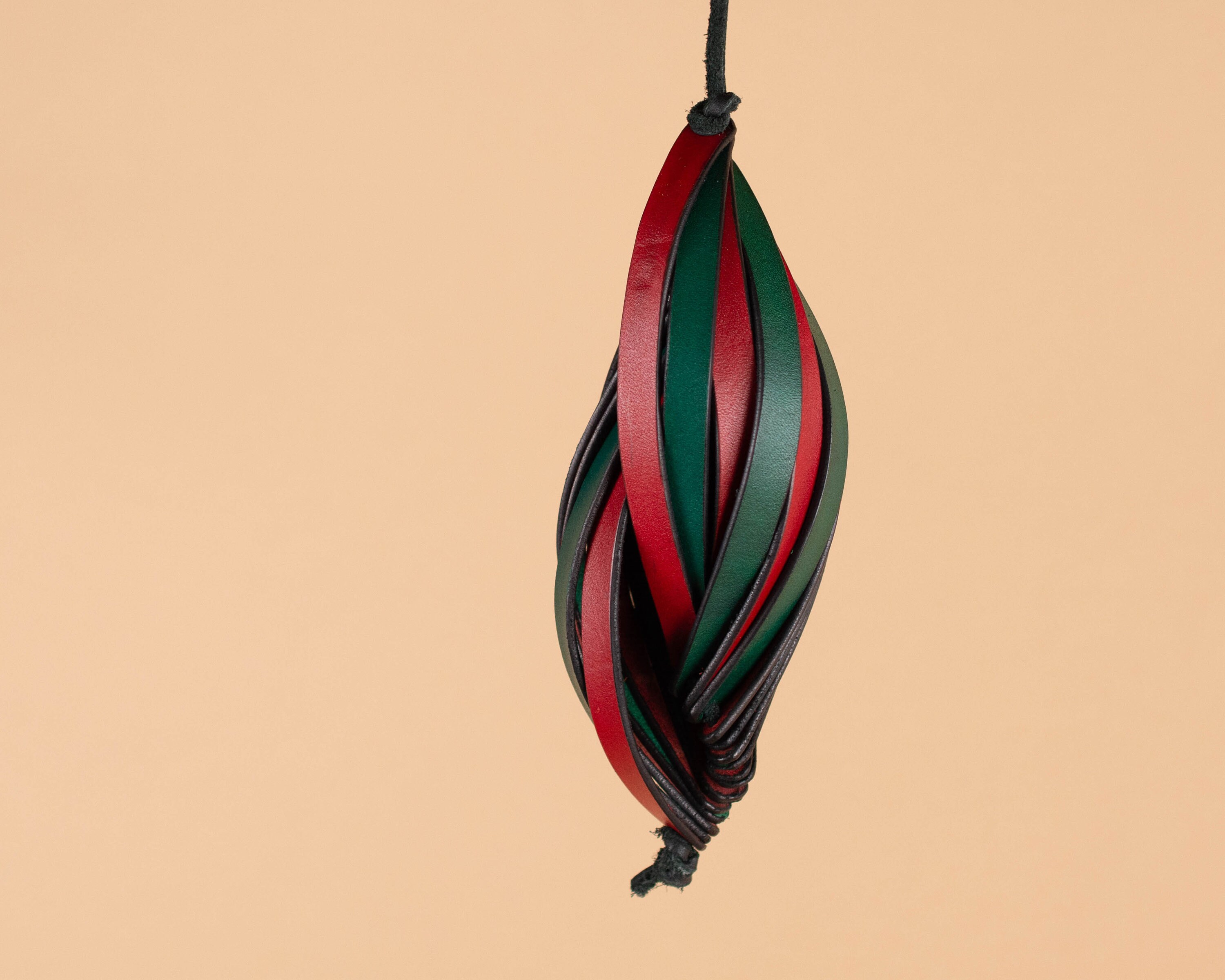 Spiral Bauble Christmas Ornament in Full Grain Leather