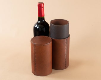 Hand Stitched Wine Carrier Tube - Full Grain Leather