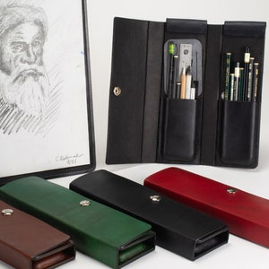 Rigid Pencil Case in Full Grain Leather