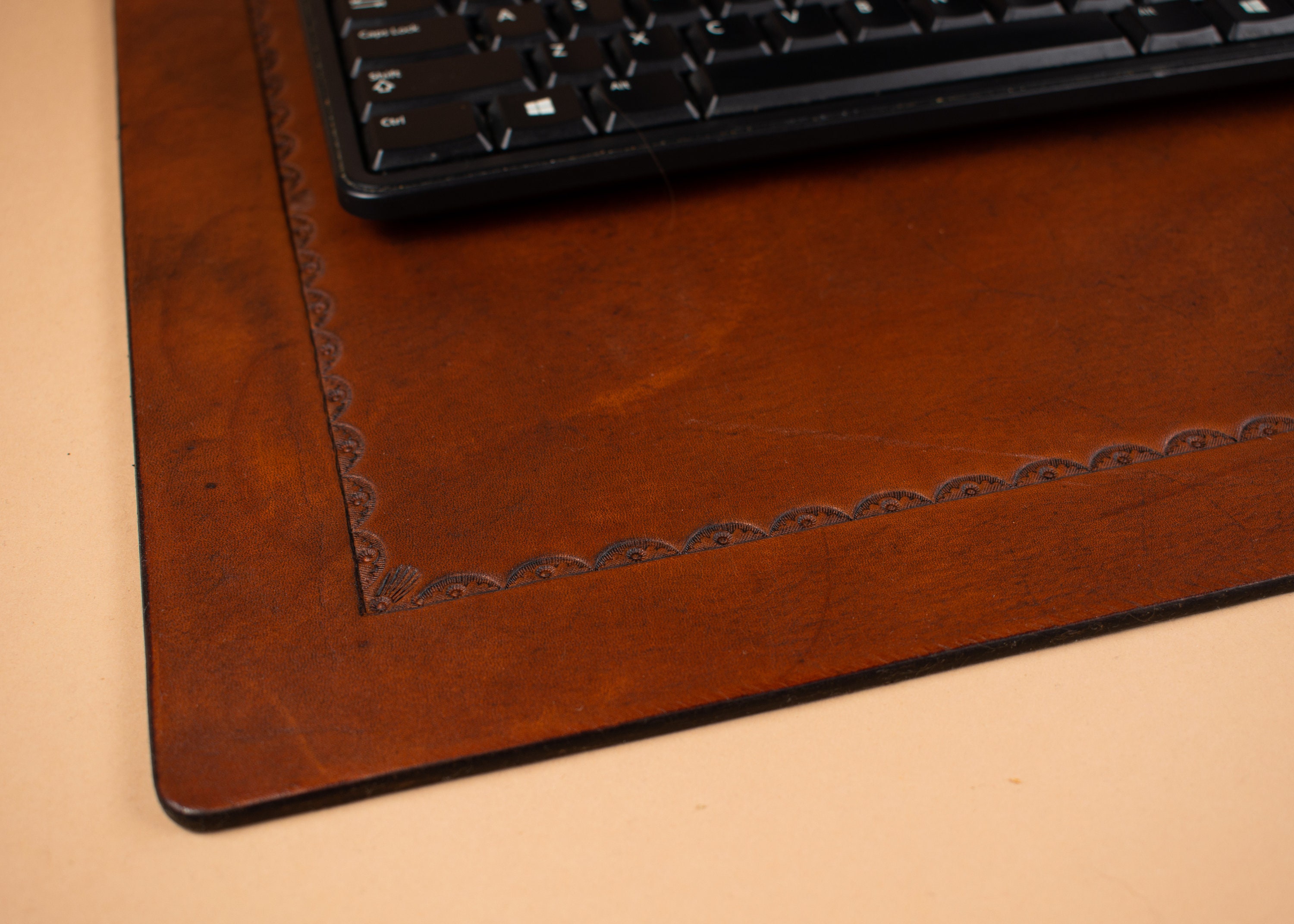 Desk Pad With Tooled Border in Full Grain Leather Etsy