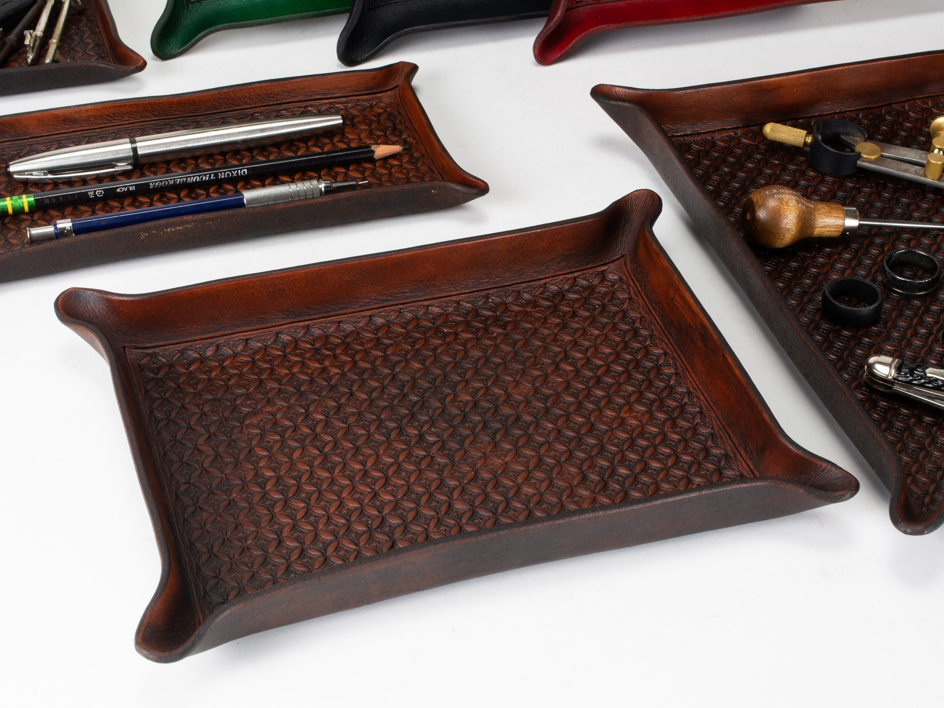 Tooled Leather Tray - Flower of Life Pattern - Etsy
