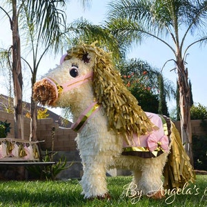 Carousel Horse Pinata Pink and Gold Pinata Shabby Chic Pinata Carnival Horse Pinata Circus Pinata Farm Birthday Pinata Angelas Pinatas bild 5