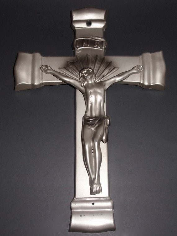 CRUCIFIX PARSONS CAST Metal Silver Tone Casket Hardware Illinois