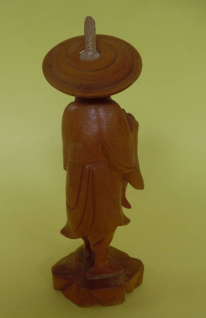 CARVED ASIAN FISHERMAN Wood Articulated Fishing Hook Hair Etsy