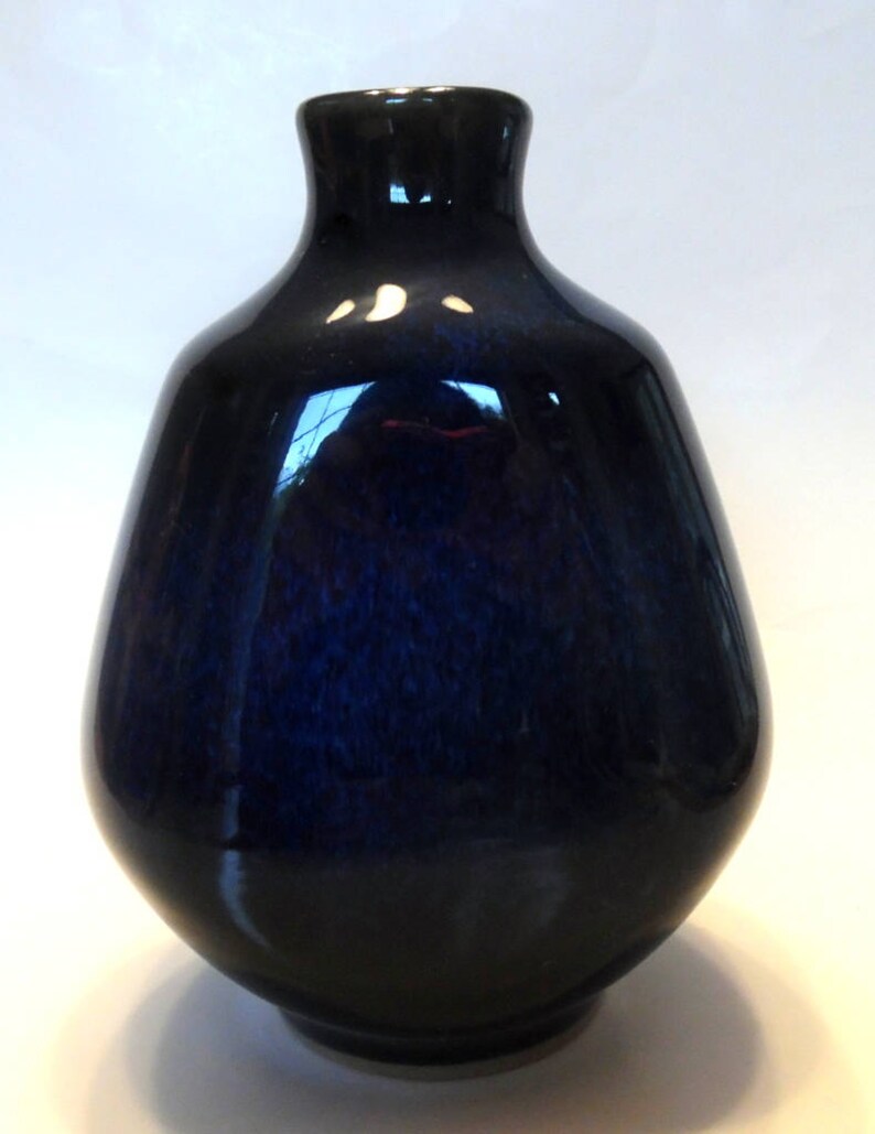 JAPANESE FLAMBE VASE Blue and Black Drip Glaze Japan Early Etsy