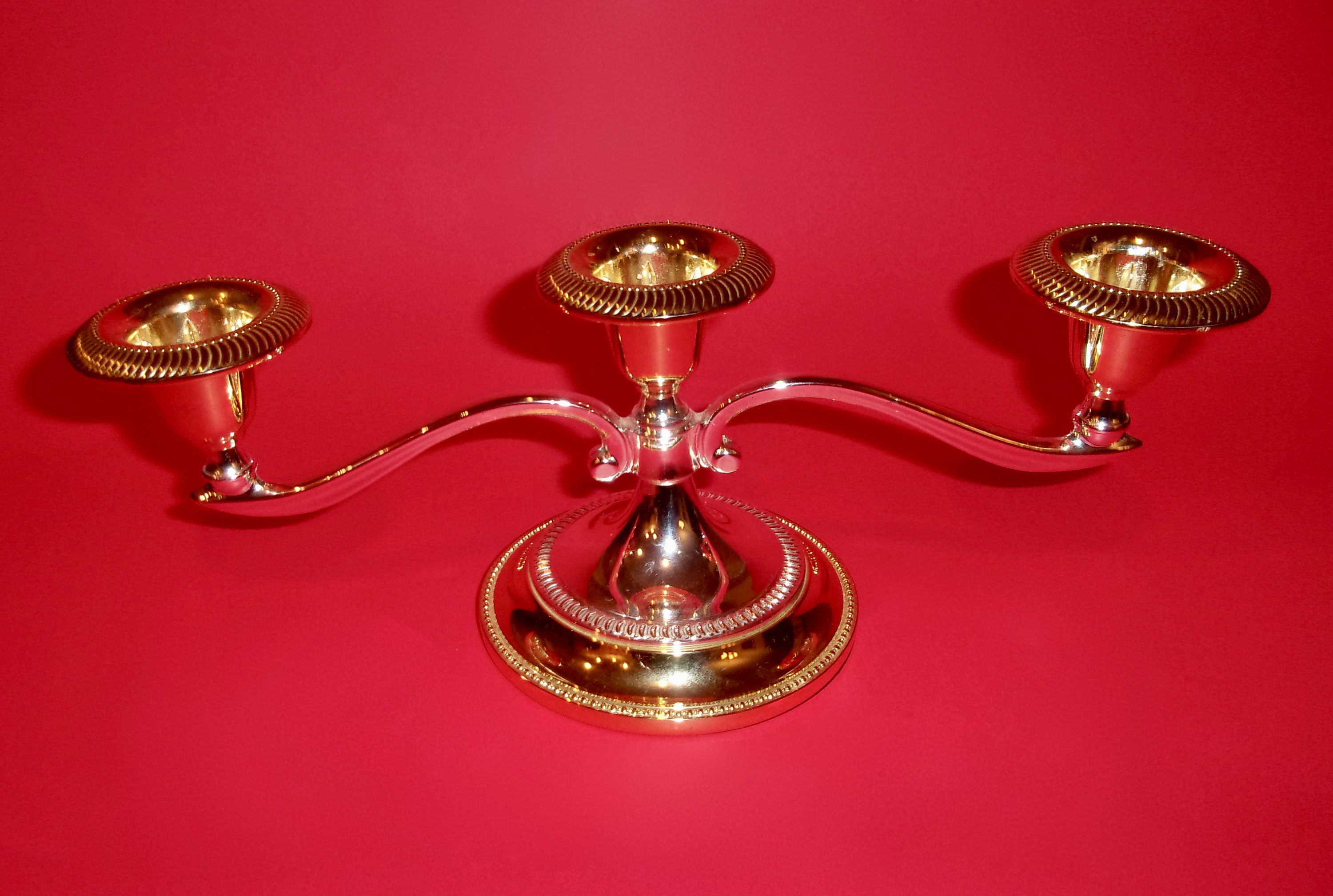 CANDELABRA ENGLAND VINTAGE Silver Gold Colored Plated Zinc