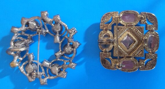 ANTIQUE BROOCHES PENDANT Lot  2 Gold Tone Silver … - image 3