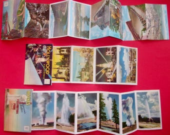 LOT FOLDOUT POSTCARDS Ephemera Linen Era Denver Mountain Parks Haynes Series A Yellowstone Park Hollywood California Vintage Three (3)