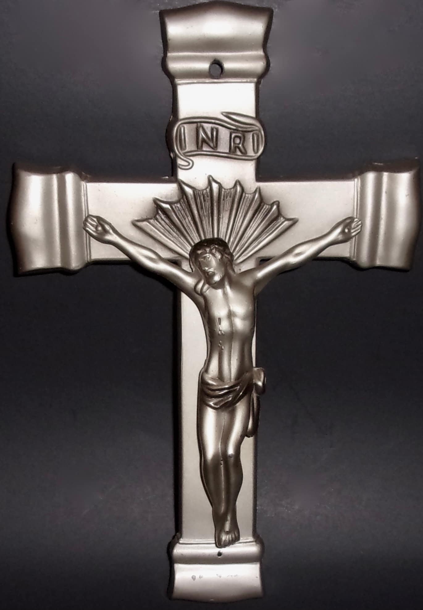CRUCIFIX PARSONS CAST Metal Silver Tone Casket Hardware Illinois