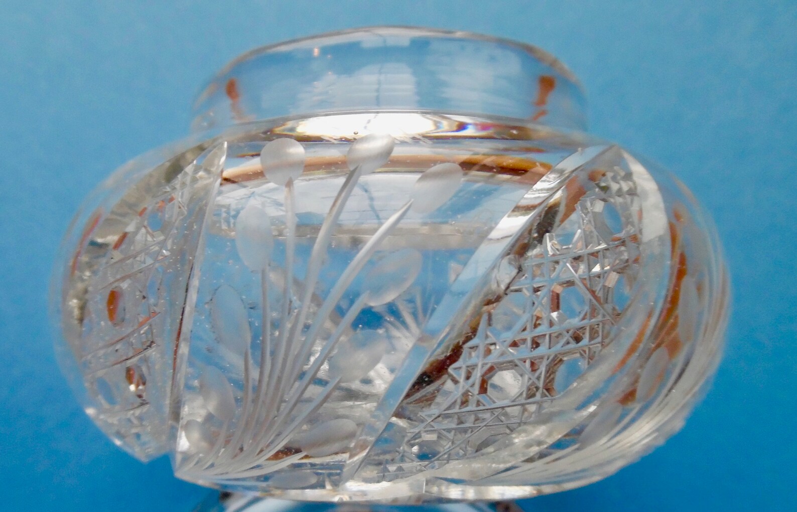 AMERICAN BRILLIANT Hair RECEIVER Antique Heavy Cut Glass Etsy