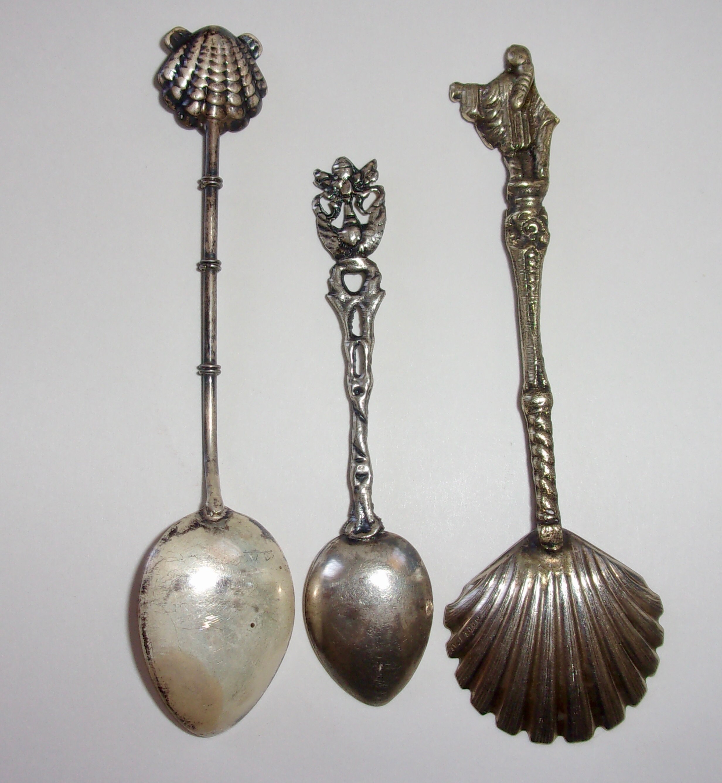 ANTIQUE STERLING SPOONS Yokohama Japan Mexico Italy Aztec