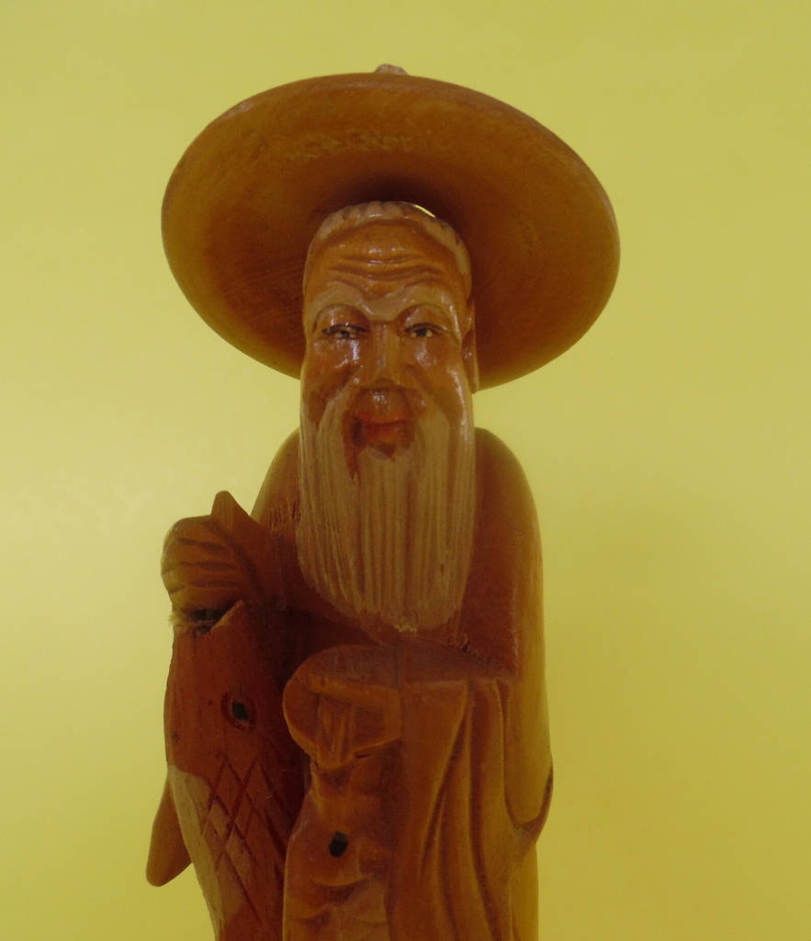 CARVED ASIAN FISHERMAN Wood Articulated Fishing Hook Hair Etsy