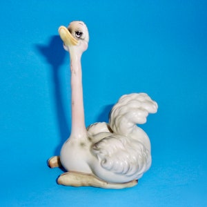 JOSEF ORIGINALS OSTRICH Ceramic Figurine Japan Long Necked African Running Bird Vintage Collectible Original Stickers Chotchke Detailed