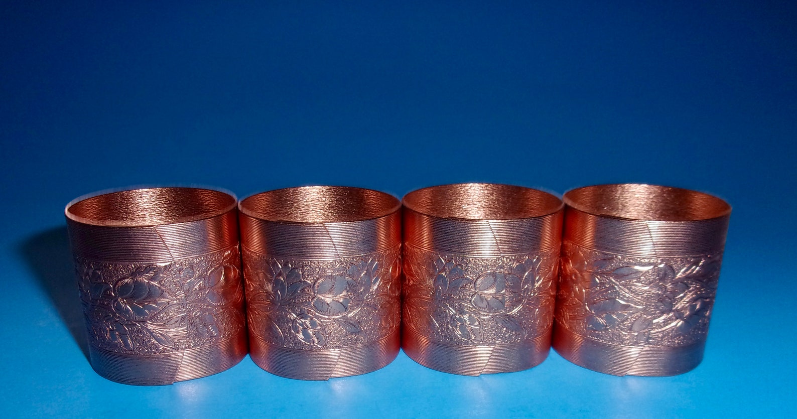COPPER NAPKIN RINGS Vintage Set of Four 4 Spun Embossed Etsy