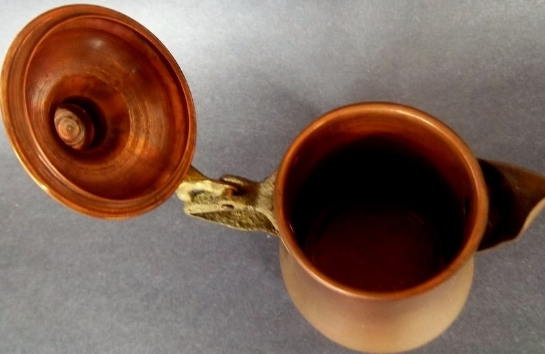 COPPER COFFEE POT Antique Hand Hammered Brass Handle Etsy
