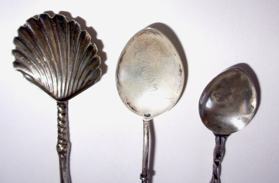 ANTIQUE STERLING SPOONS Yokohama Japan Mexico Italy Aztec