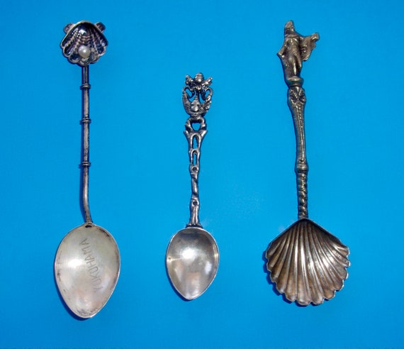 スプーンジュエリー　ビンテージ ANTIQUE STERLING SPOONS Yokohama Japan Mexico Italy Aztec