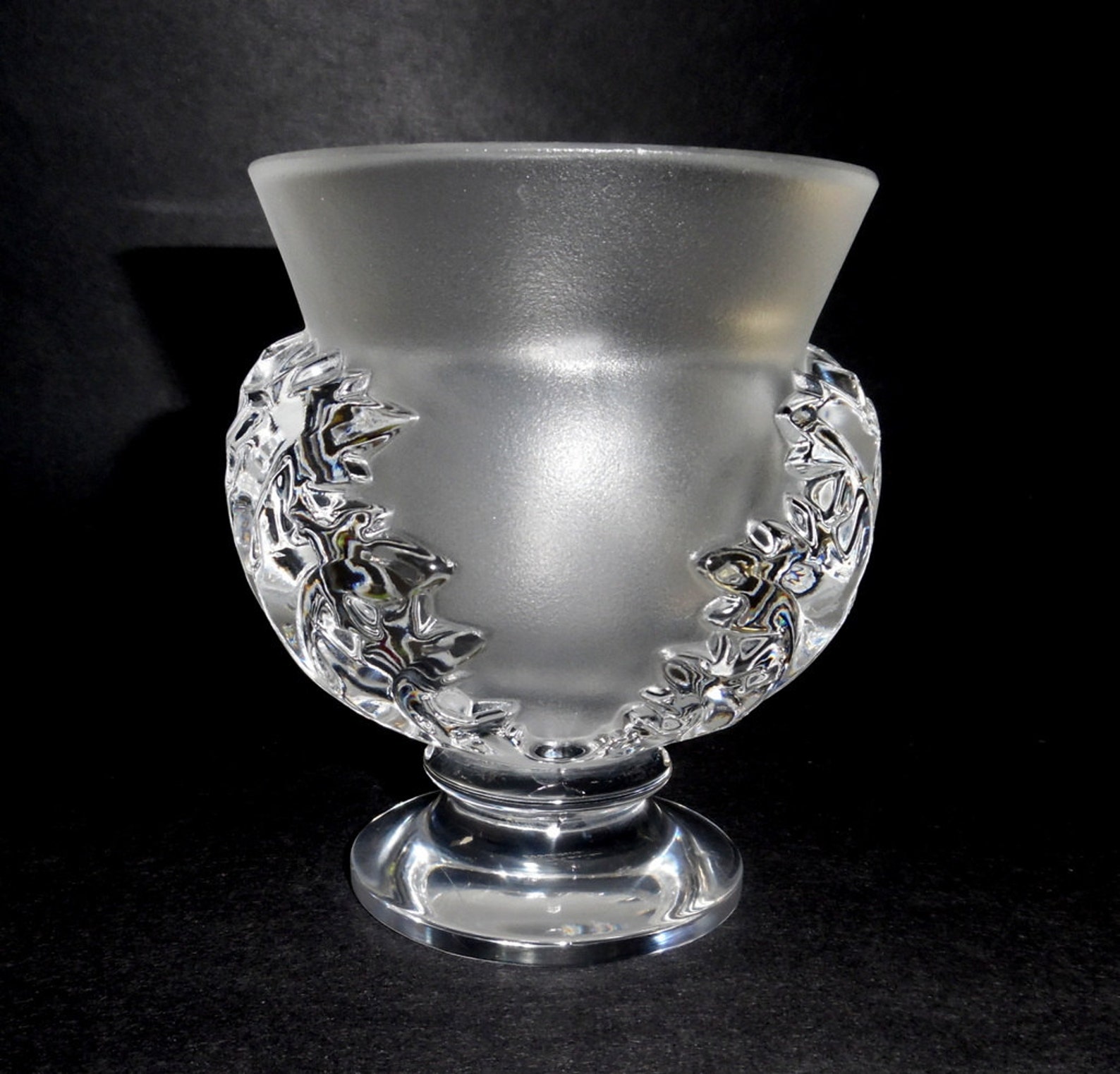 LALIQUE France ST. CLOUD Acanthus Vase Crystal Pedestal Small Etsy
