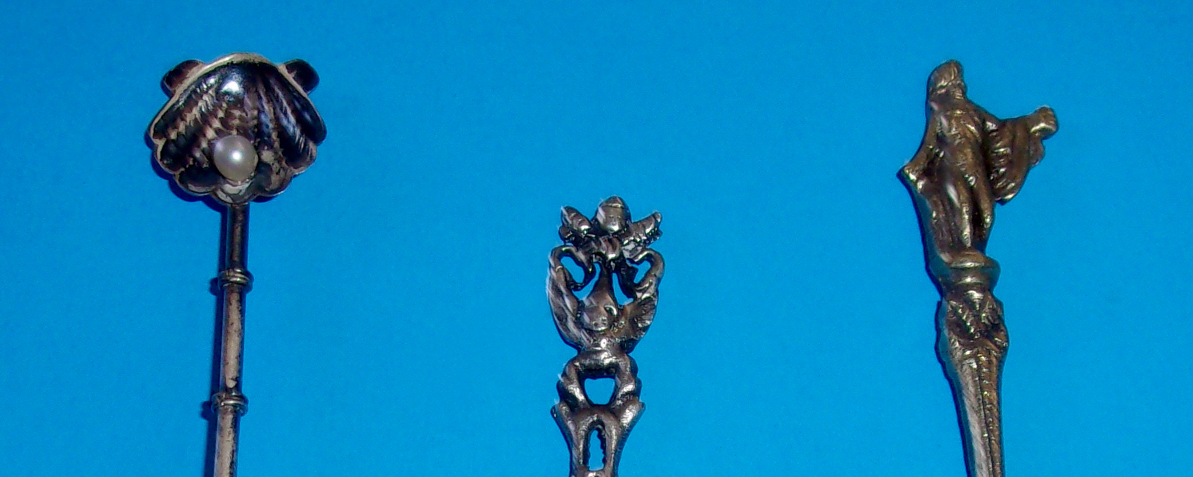 ANTIQUE STERLING SPOONS Yokohama Japan Mexico Italy Aztec