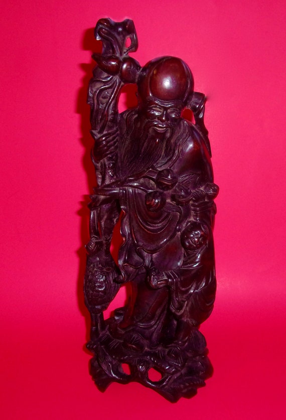 Chinese Wood Carving of Prosperity and Long Life Chinese Wood Carving of Prosperity and Long Life