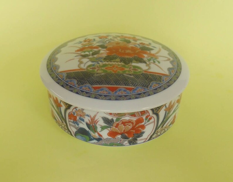 IMARI JEWELRY BOX Trinket Porcelain Marked Green Vase Etsy