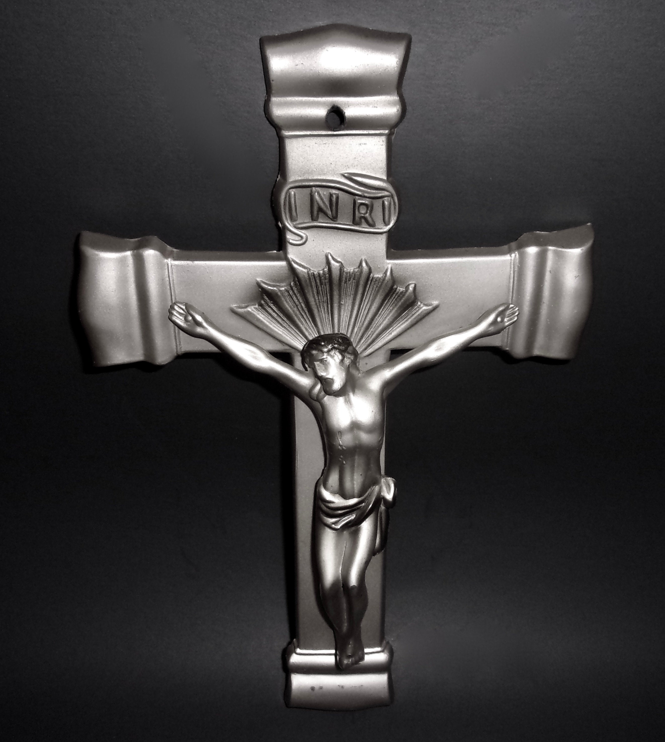 CRUCIFIX PARSONS CAST Metal Silver Tone Casket Hardware Illinois