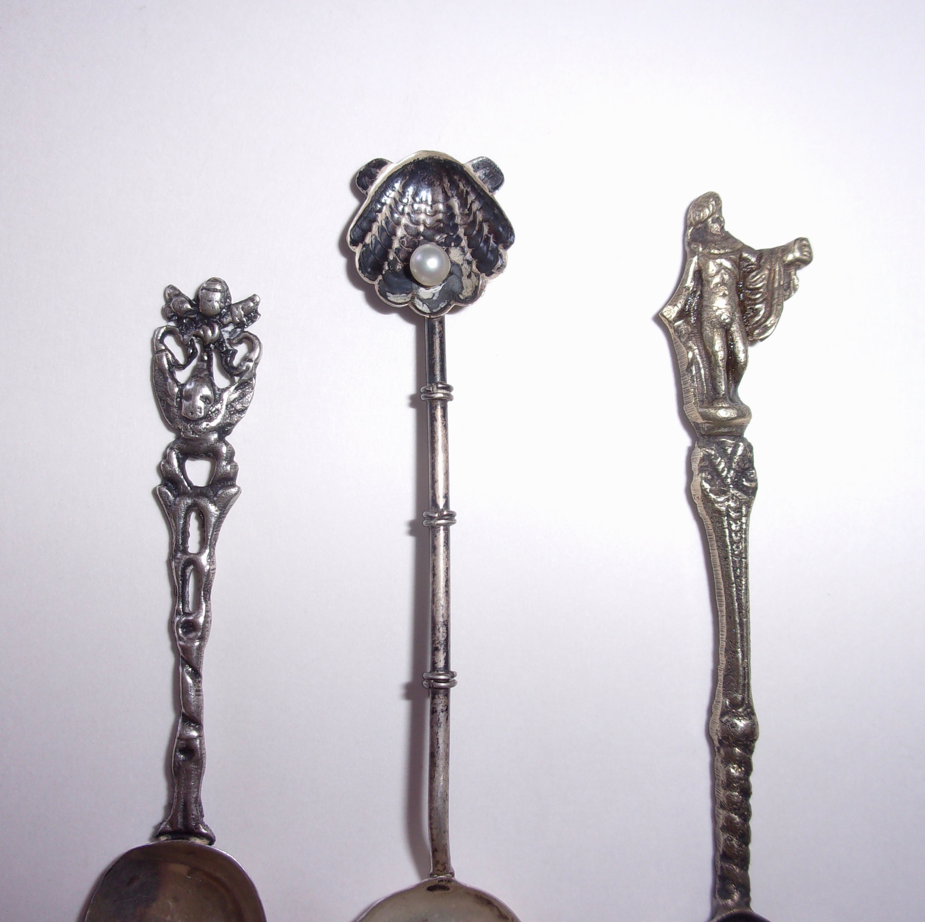 ANTIQUE STERLING SPOONS Yokohama Japan Mexico Italy Aztec