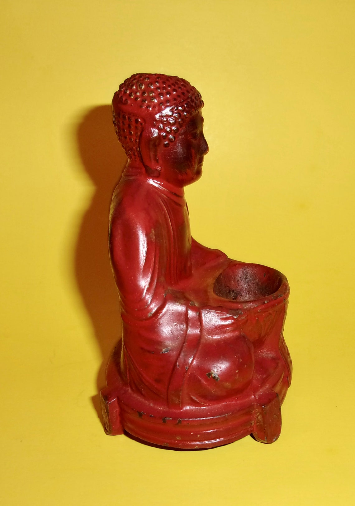 BUDDHA INCENSE BURNER Vintage Made in Japan Painted Red Cast Etsy