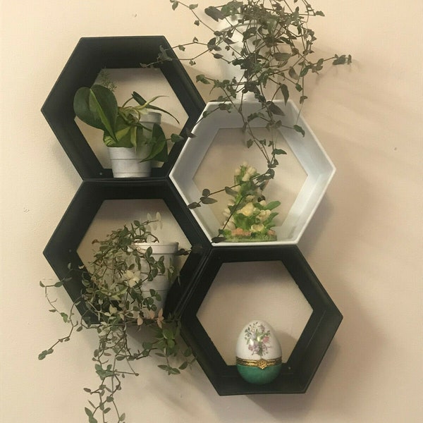 Hexagon shaped Shelf Home Decor Kids Room Shelves Modern style Small mini pot holder stand Honeycomb Design Geometric floating Plastic Shelf