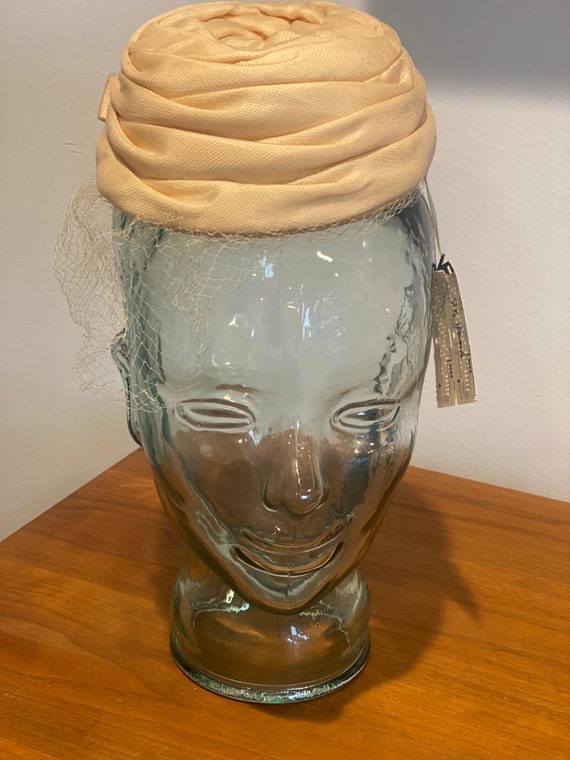 Cream Pillbox Hat with Veil