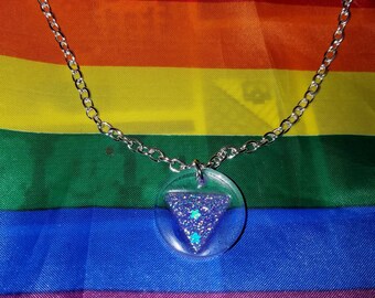 Mermaid Purple Glitter Pride Triangle charm necklace
