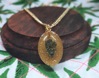 The "Gold Nugget" Real Cannabis Flower Pendant