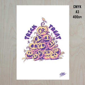 Pumpkin Stack Poster | Halloween Trick or Treat | Print | Autumn/Fall | Wall Decor | Digital/Printable