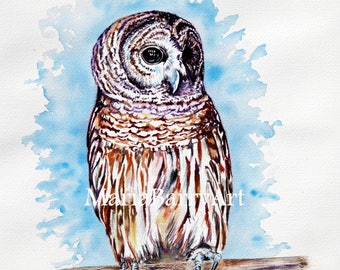 Archie: Print from an Original Watercolor of an Owl.