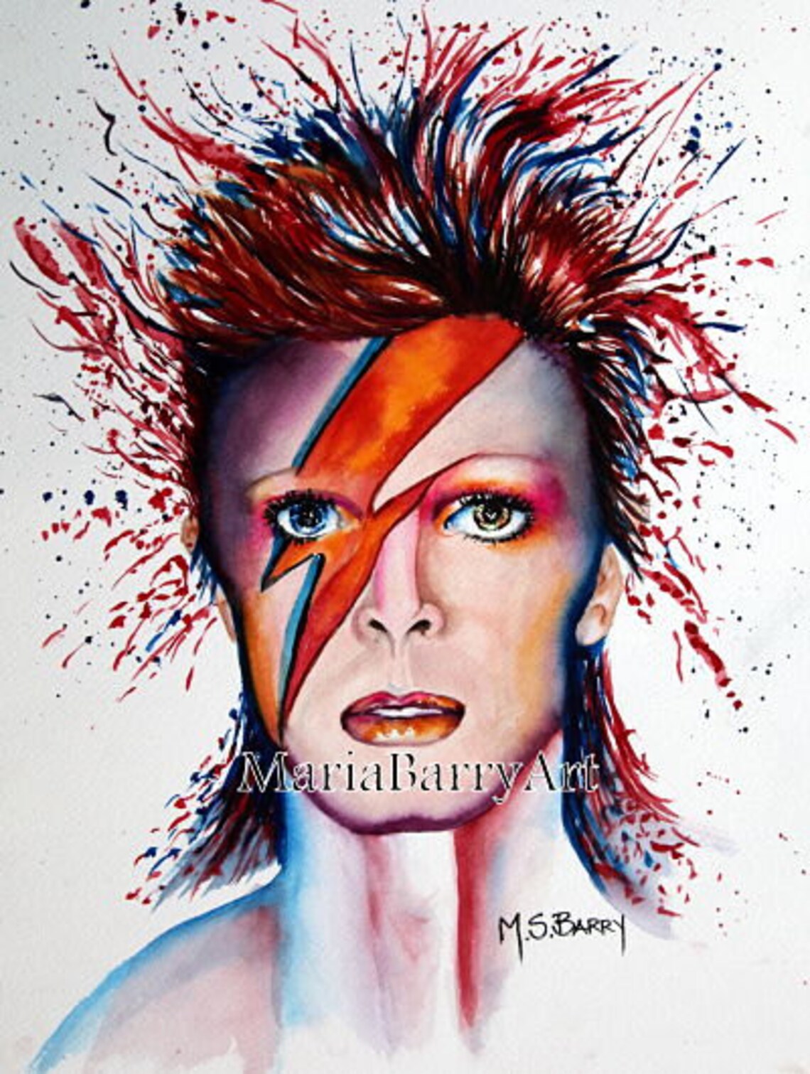 David Bowie Watercolor Print From an Original Painted Called Etsy