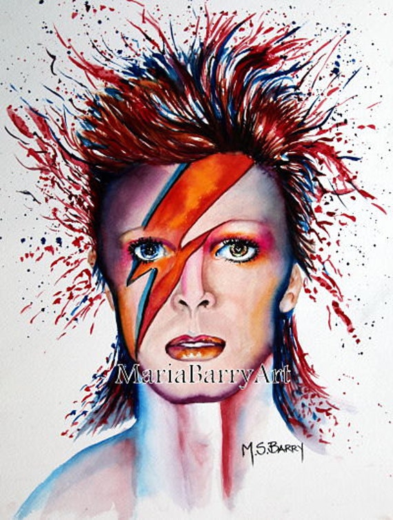 David Bowie Watercolor Print From An Original Painted Called | Etsy