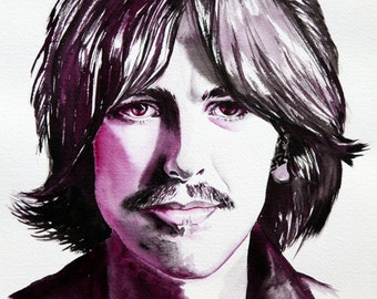 George Harrison-nadruk akwareli George'a Harrisona z The Beatles, z oryginalnego dzieła sztuki.